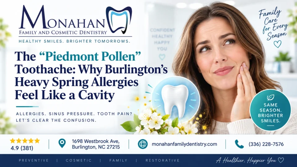 The “Piedmont Pollen” Toothache: Why Burlington’s Heavy Spring Allergies Feel Like a Cavity